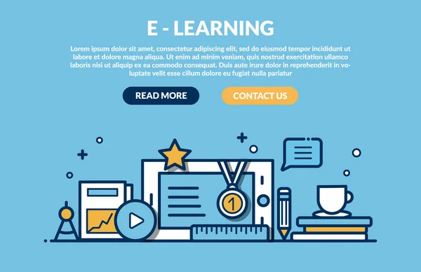 Conceito de E-Learning para web site — Vetor de Stock