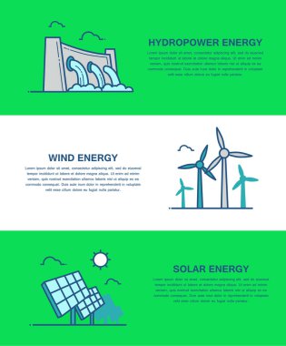 web sayfası, afiş, poster için alternatif enerji unsurları. 