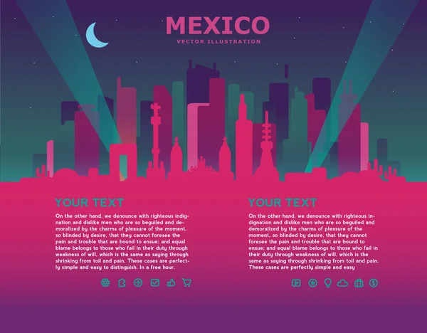 México skyline con edificios — Vector de stock