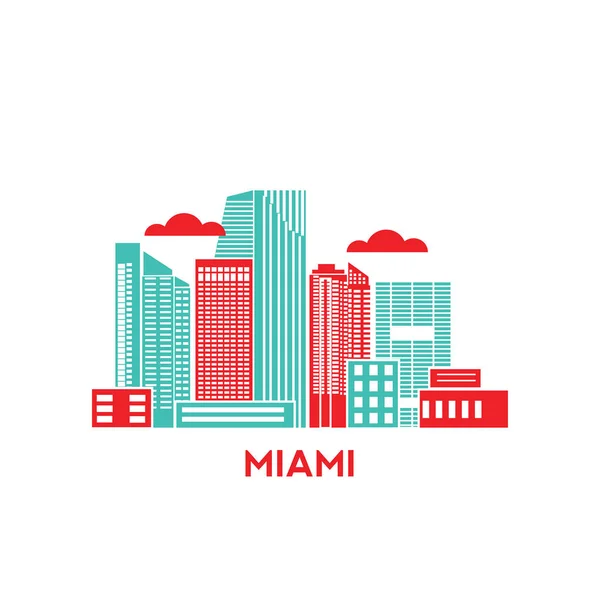 迈阿密城市天际线 — 图库矢量图片