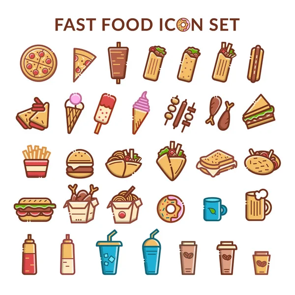 Fastfood icoon set — Stockvector