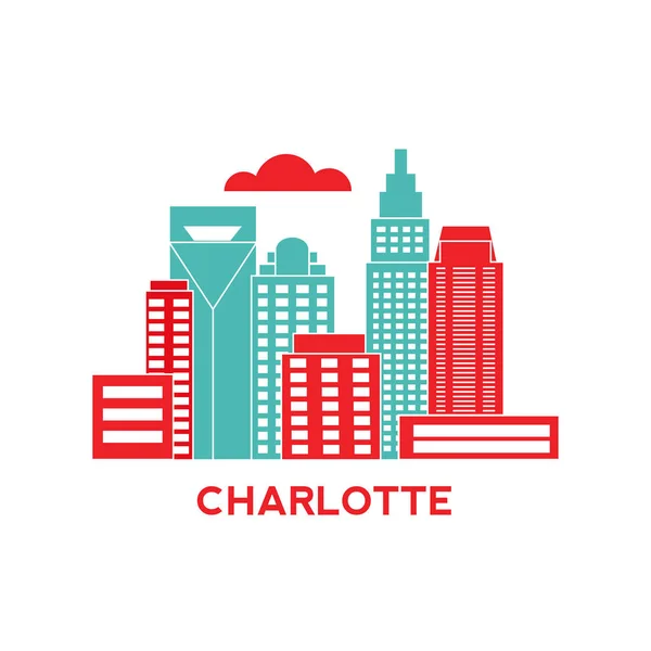 Charlotte skyline cidade —  Vetores de Stock