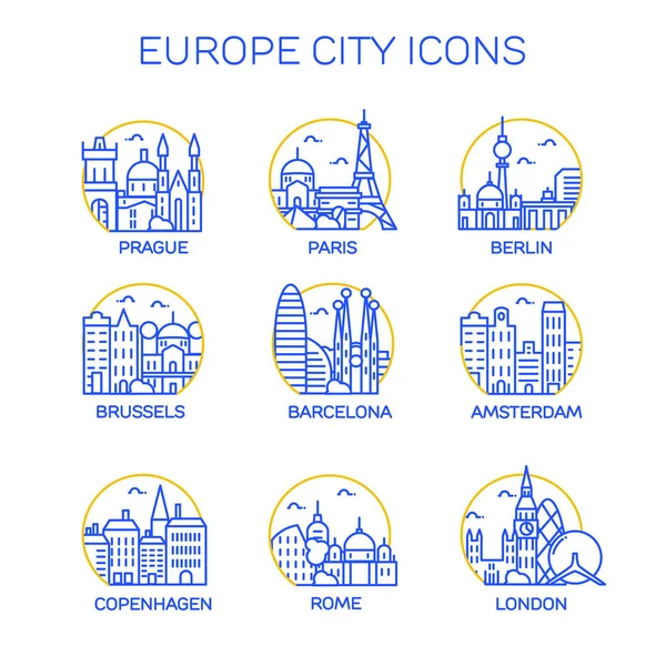 Europe city icons — Stock Vector