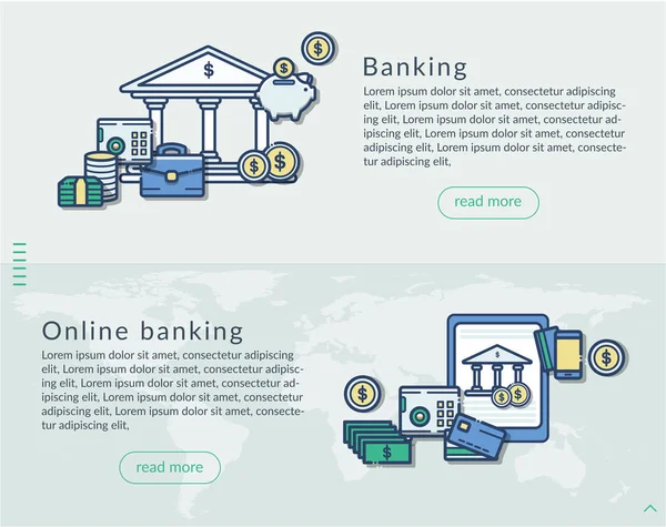 Концепція банківського та інтернет-банкінгу для веб-сторінки — стоковий вектор