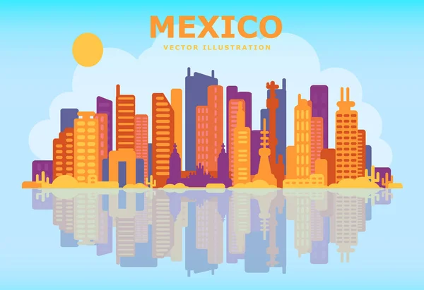 Meksika manzarası binalar — Stok Vektör