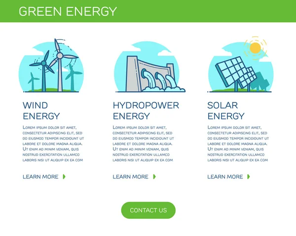 Elementos de energia alternativa para página web, banner, cartaz . — Vetor de Stock