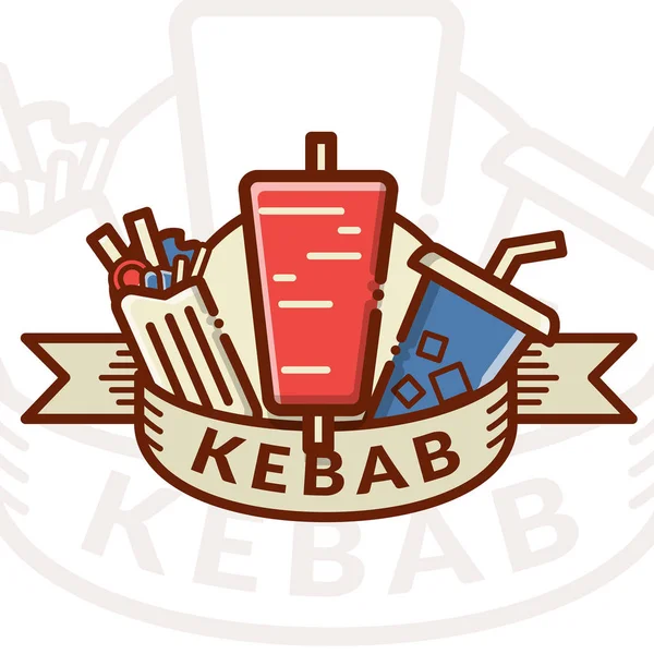 Insignia de Kebab, etiqueta, logotipo — Vector de stock