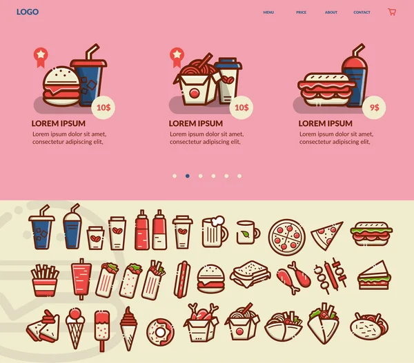 Fast food menu concept — Stock Vector