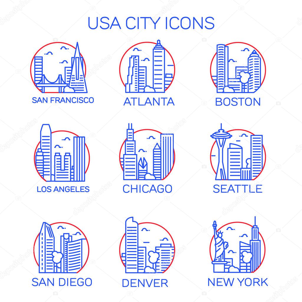 USA city icons