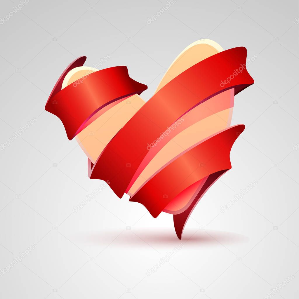 Download Red ribbon in heart shape — Stock Vector © genadiymolnia ...