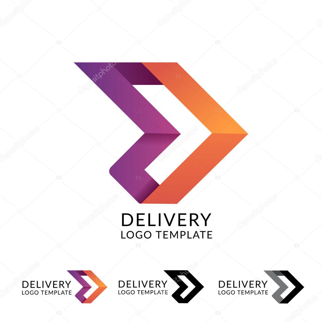 Abstract delivery logo icon design template with arrow. Vector illustration
