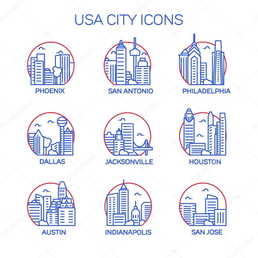 USA city icons