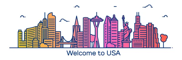 Bienvenido a USA banner — Archivo Imágenes Vectoriales