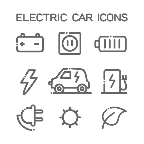 Ícones de carro elétrico — Vetor de Stock