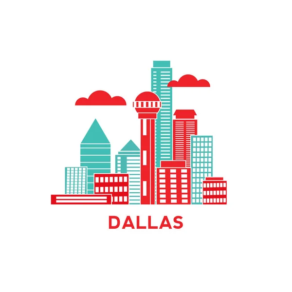 Dallas skyline cidade —  Vetores de Stock
