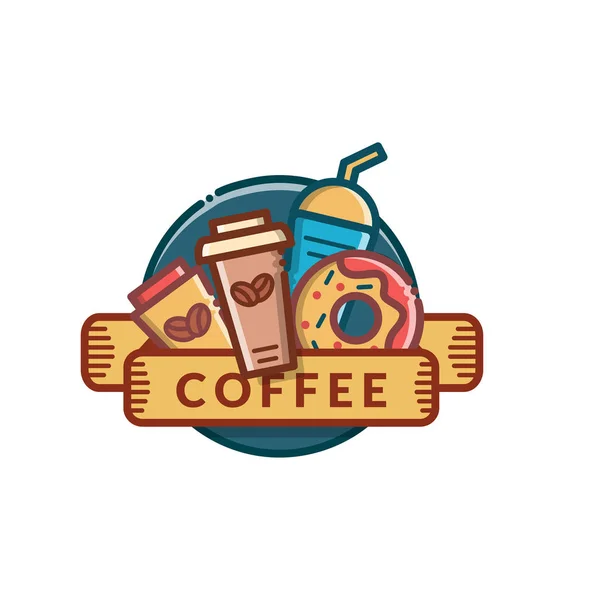 Badge café, étiquette, logo, icône — Image vectorielle