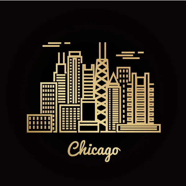 芝加哥城市天际线 — 图库矢量图片