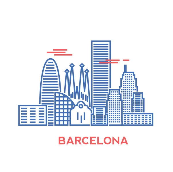 Barcelona city skyline — Stock Vector