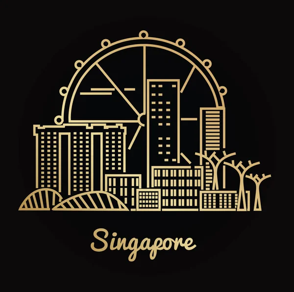 Singapore skyline della città — Vettoriale Stock