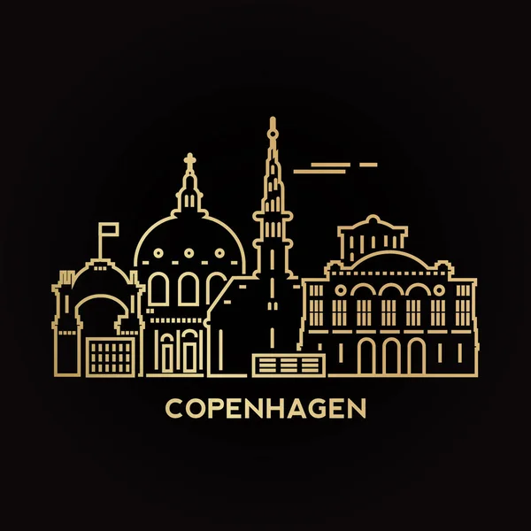 Copengagen skyline kota - Stok Vektor