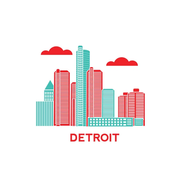 Detroit city skyline — Stock Vector