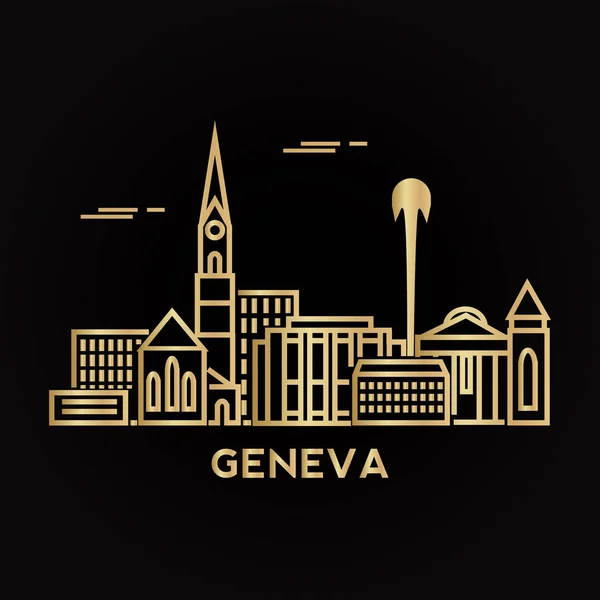 Geneva skyline kota - Stok Vektor