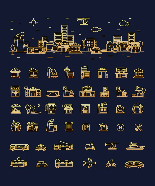 Iconos inteligentes de la ciudad — Vector de stock