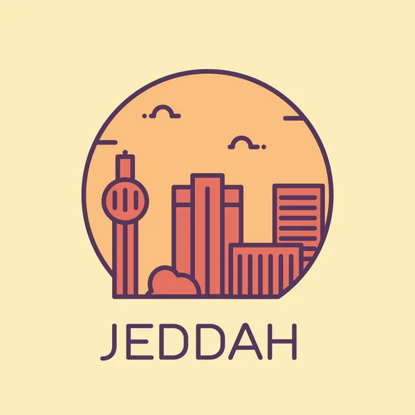 Jeddah skyline részletes sziluett — Stock Vector
