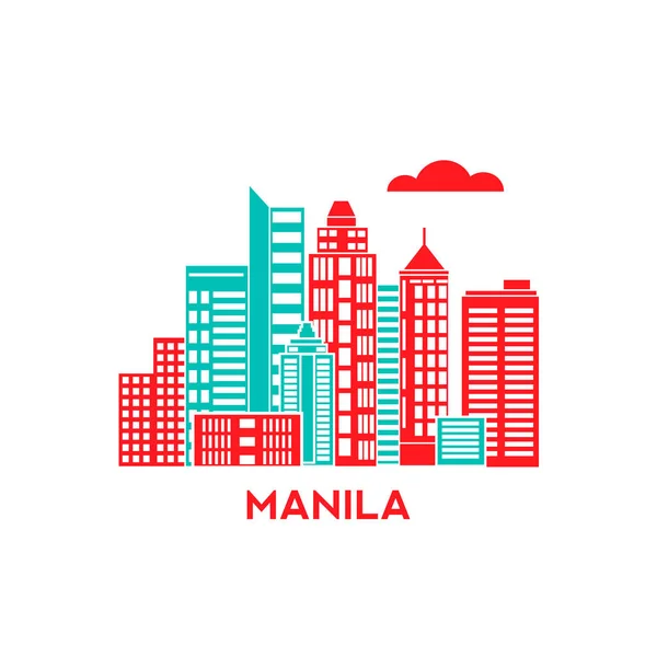 Ciudad de Manila skyline — Archivo Imágenes Vectoriales
