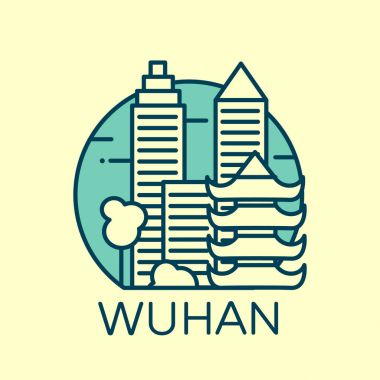 Wuhan şehir simgesi düz kontur stili