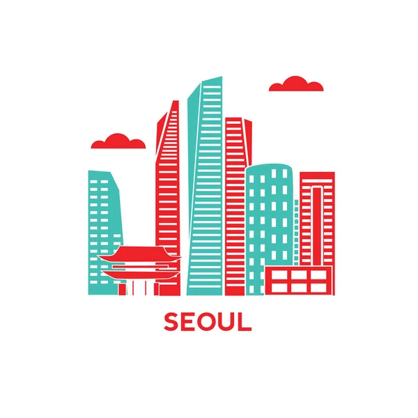 Ciudad de Seúl skyline — Vector de stock