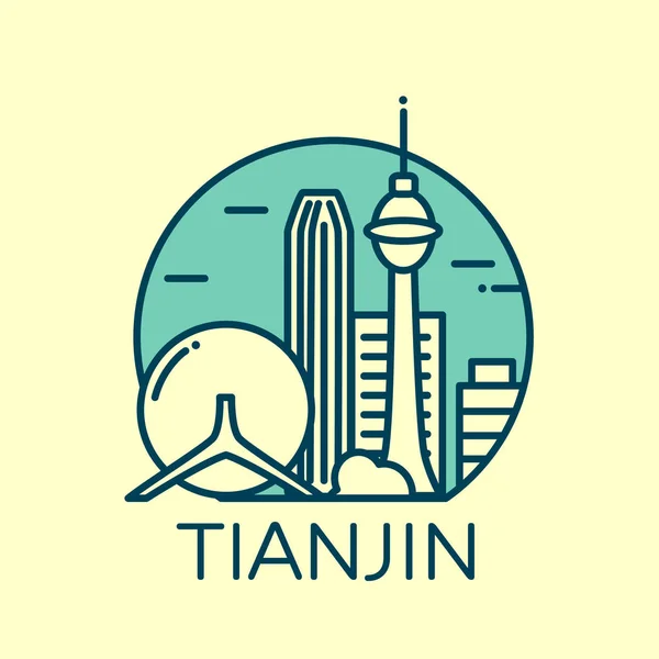 Ícone da cidade de tianjin estilo de golpe plano — Vetor de Stock
