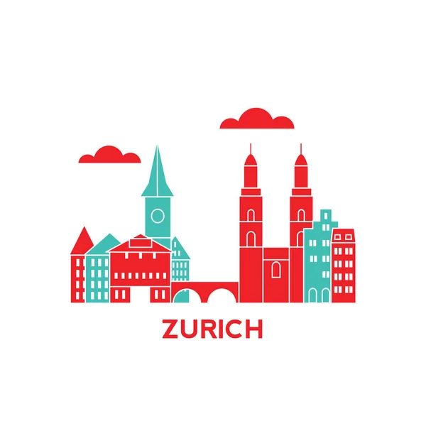 Skyline van de stad Zürich — Stockvector