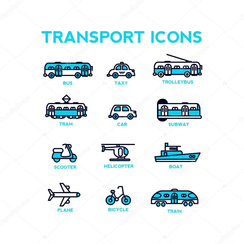 Set of vector transport icons.