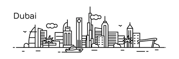 Desenho Curso Ilustração Vetor Silhueta Skyline Ícone Cidade Dubai Isolado —  Vetores de Stock