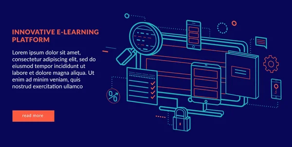 Diseño Trazo Ilustración Vectorial Portátil Con Iconos Sobre Fondo Azul — Vector de stock