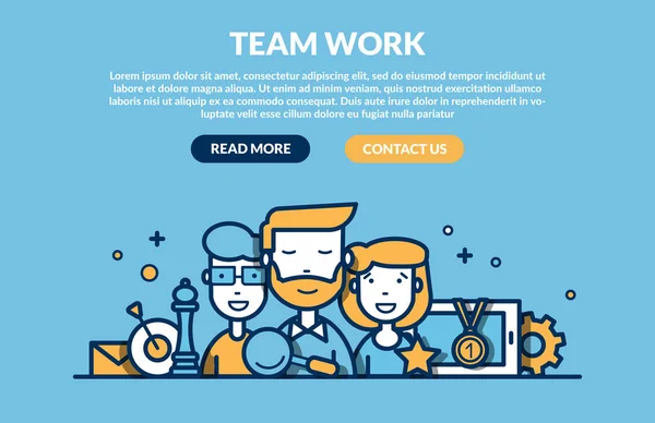 Vektor Illustration Stroke Design Von Teamwork Symbolen Auf Blauem Hintergrund — Stockvektor