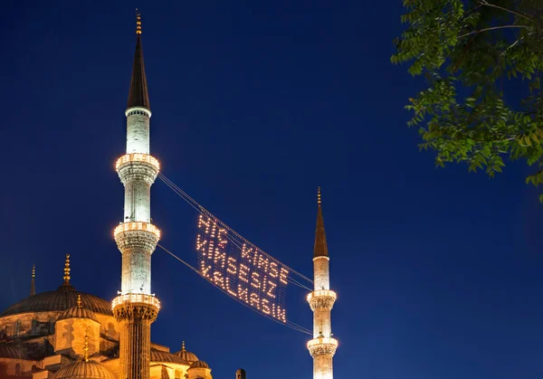 Masjid biru di malam hari — Stok Foto
