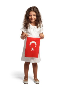 Türkiye'nin bayrak ile sevimli küçük kız