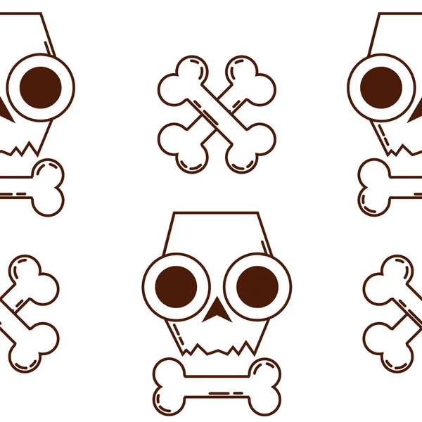 Textura sin costuras con cráneos. Calavera y Huesos. patrón de Halloween — Vector de stock