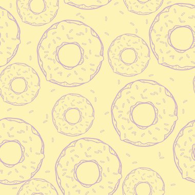 Çizim için bir donut. çörek ile sorunsuz doku. Mor çörek