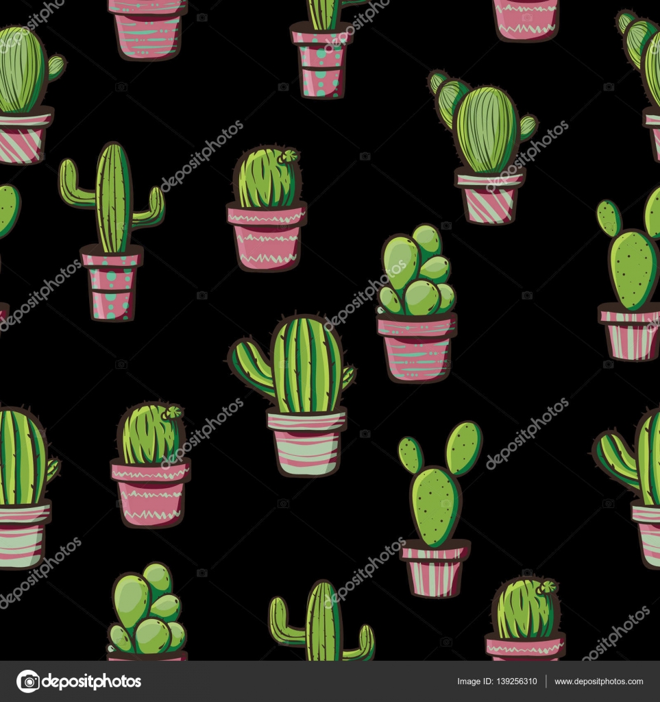 Cactus On A Black Background Stock Vector C Dafna93 139256310