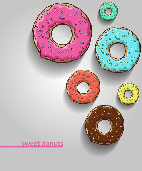 Donuts Set. Donuts mit Schatten. farbige Glasur — Stockvektor