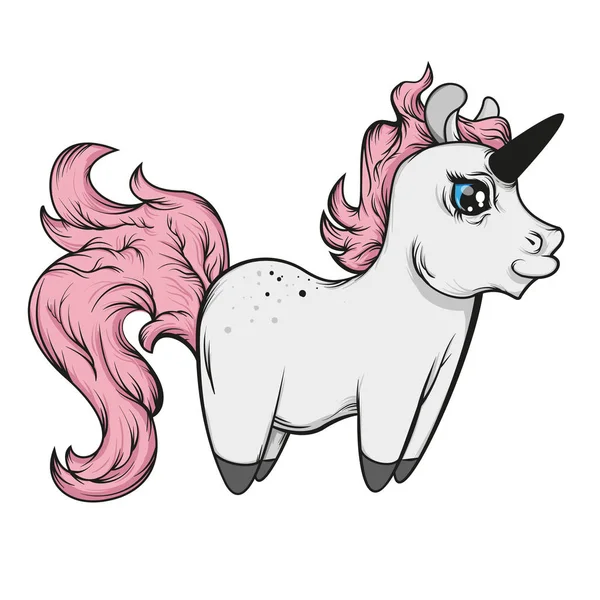 Fairy Eenhoorn met roze manen. Little unicorn — Stockvector