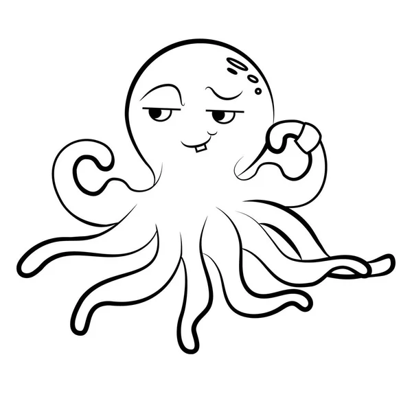 Kleurplaat leuke octopus. Octopus atleet — Stockvector