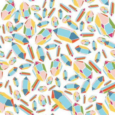 desen çok renkli kristaller ile. Beyaz bir arka plan üzerinde birçok kristalleri