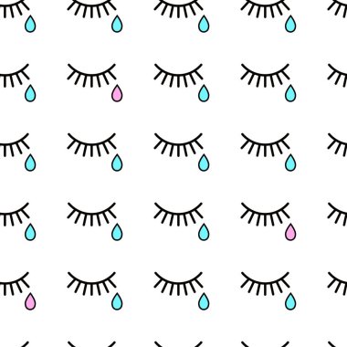 Ağlama. Gözyaşları ve kirpik ile sorunsuz arka plan. 
