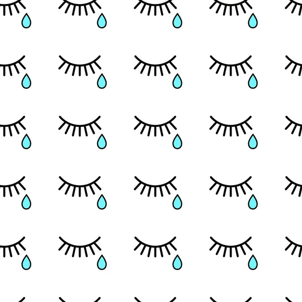 Weinen. nahtloser Hintergrund mit Tränen und Wimpern. — Stockvektor