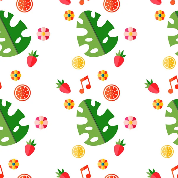 Meyve ve yaprakları yaz tropikal desen. 