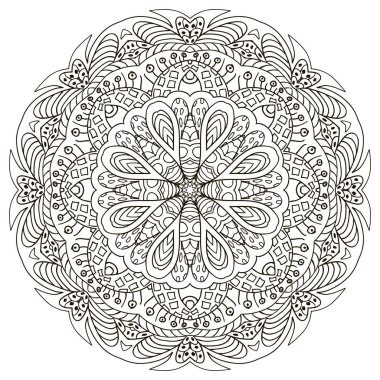 Boyama kitabı. Mandala Doğu desen. Zentangl yuvarlak süsleme